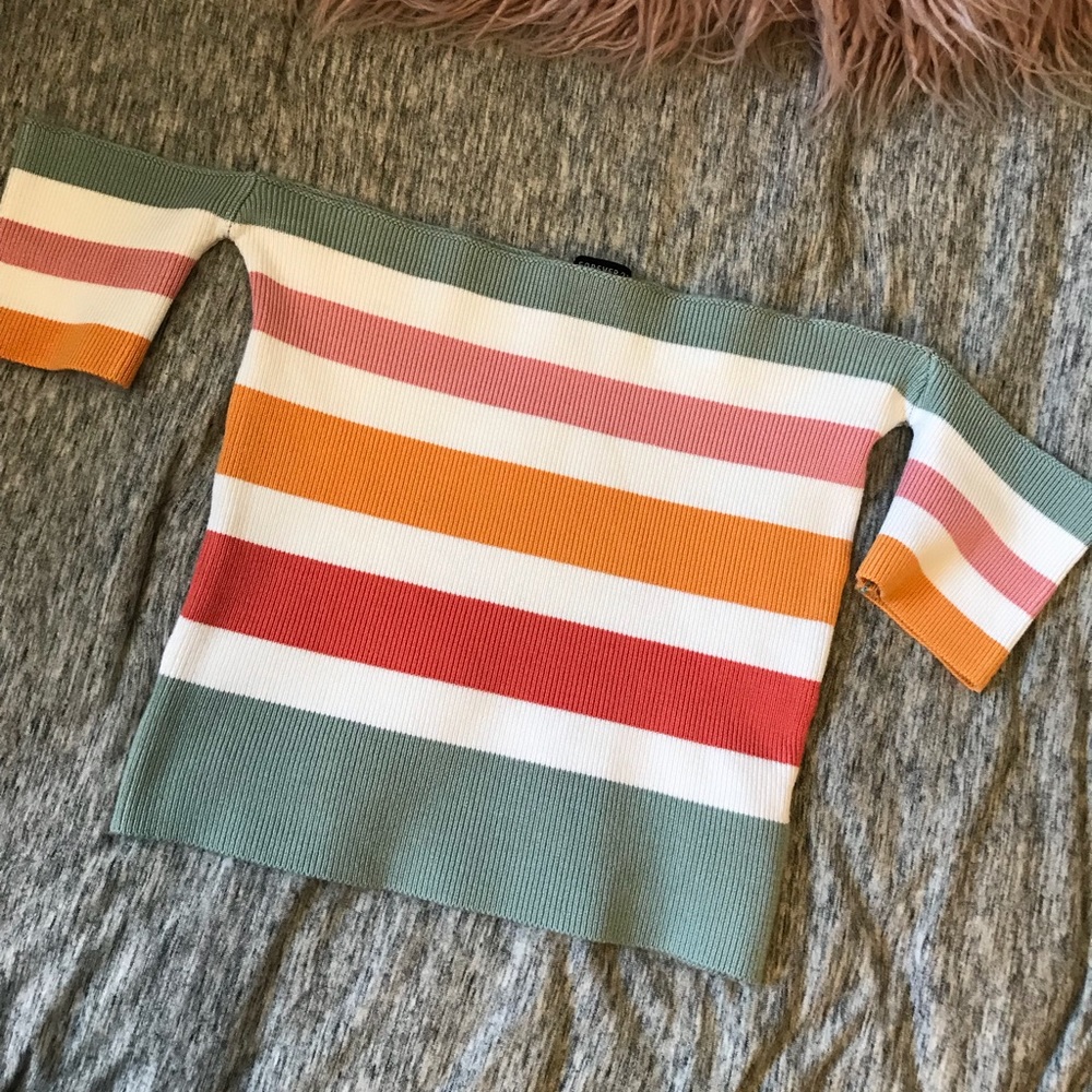 Forever 21 Multicolor Off The Shoulder Crop Top